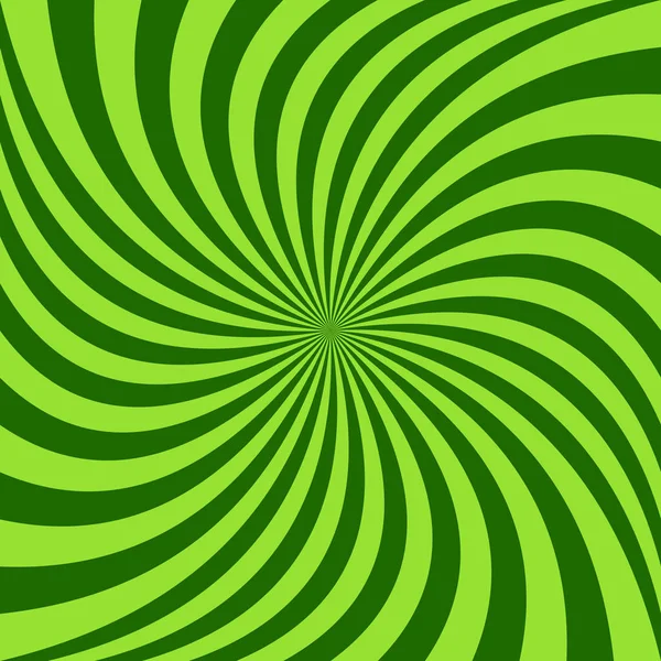 Fondo de rayos espirales - diseño vectorial a partir de rayos verdes rotados — Vector de stock