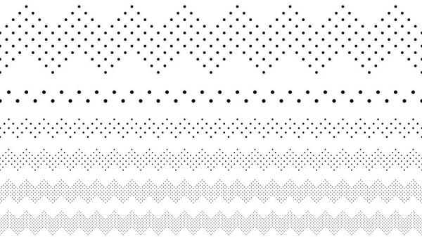 Preto e branco repetindo pontilhado padrão página divisor linha set —  Vetores de Stock