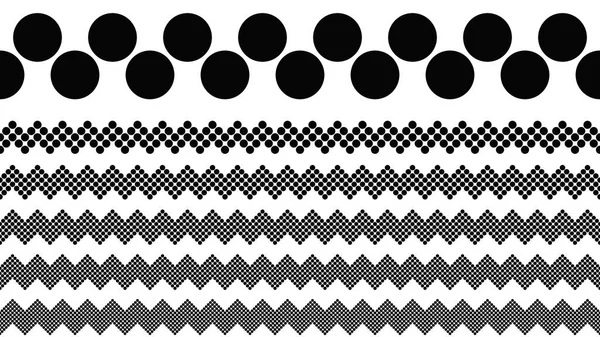 Repeating black and white dotted pattern page divider set — Stock Vector