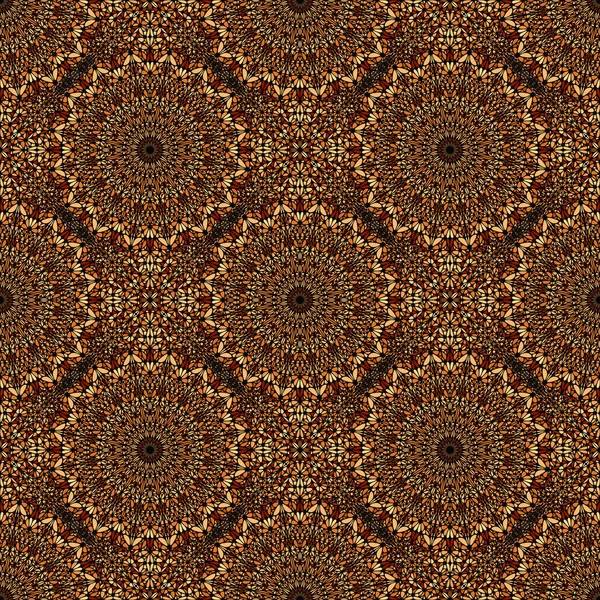 Varrat nélküli orientális barna geometriai Mandala mintás háttér — Stock Vector