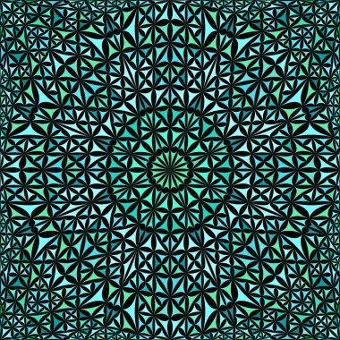 Turkuaz soyut yinelenen kavisli üçgen mozaik mandala deseni