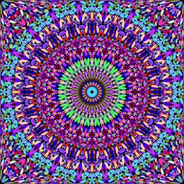 Renkli dikişsiz soyut çiçek süslü mandala desen arka plan