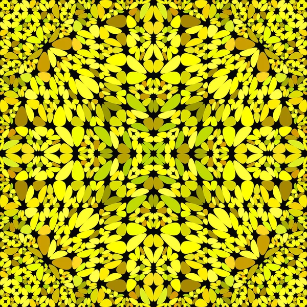 Yellow repeating floral mosaic pattern wallpaper - vector background — 스톡 벡터