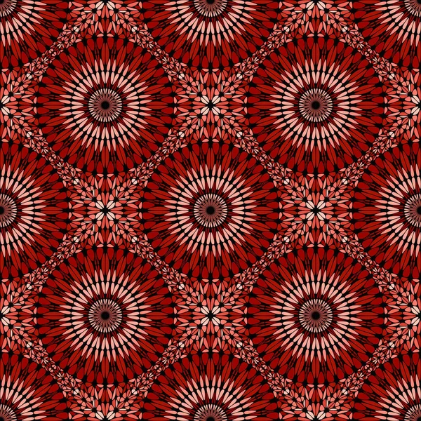 Senza soluzione di continuità rosso bohemien gemma mandala ornamento modello di sfondo — Vettoriale Stock