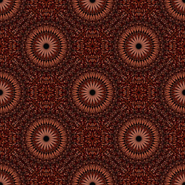 Brown fleur orientale sans couture mandala motif fond art — Image vectorielle