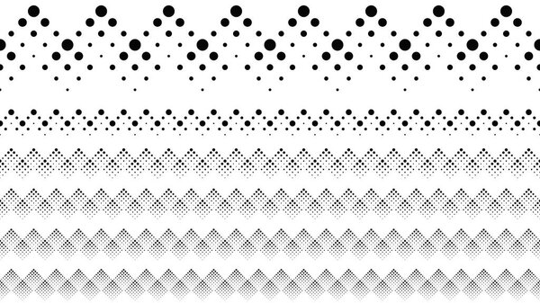 Repeating black and white dotted pattern separator line set