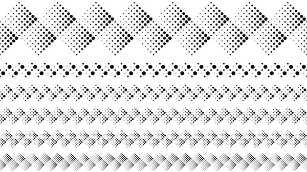 Abstract black and white geometric dotted pattern page break set — Stock Vector