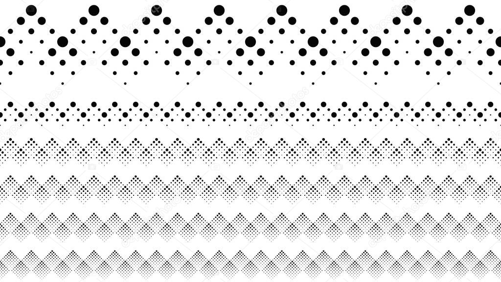 Repeating black and white dotted pattern separator line set