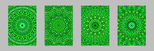Green floral kaleidoscope mandala pattern poster background template set — Stock Vector