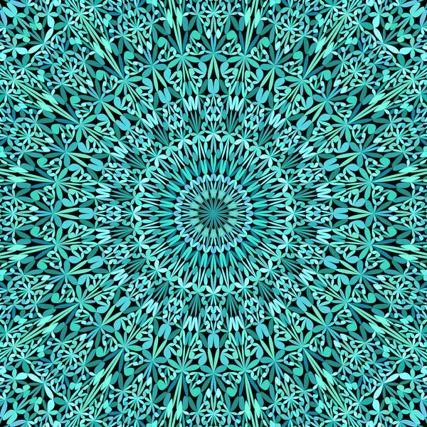 Türkis Blumengarten Mandala-Muster Hintergrund - symmetrische Vektorgrafik — Stockvektor