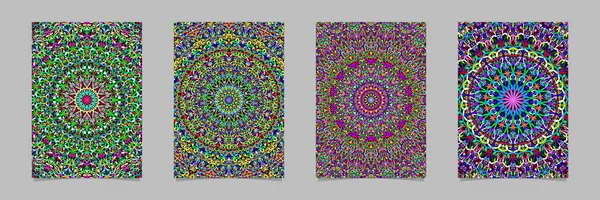 Цветной цветочный сад мандала шаблон шаблона плакат фоновый набор — стоковый вектор