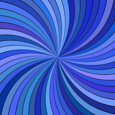 Kavisli çizgili ışınları ile mavi hipnotik soyut spiral arka plan