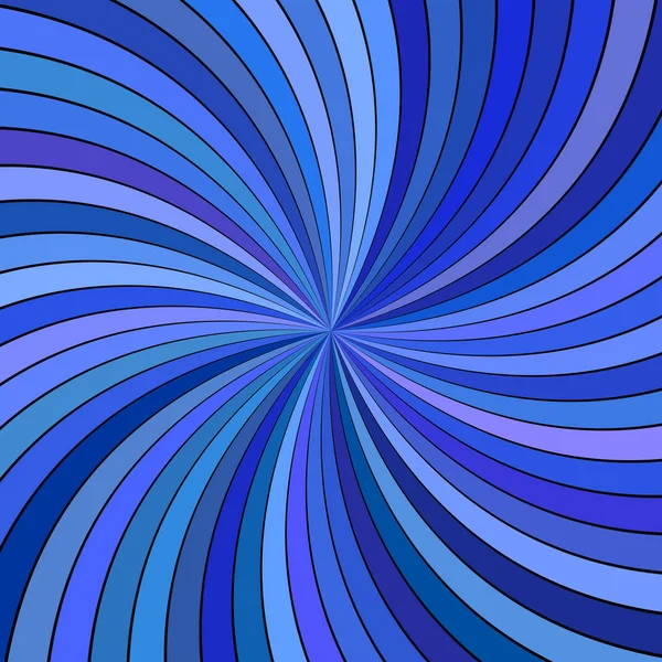 Blue hypnotic abstract spiral background with curved striped rays — Stock Vector