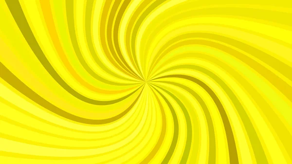 Yellow psychedelic abstract striped spiral background design with swirling rays — 스톡 벡터