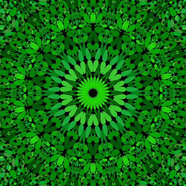 Verde abstracto floral adornado mandala patrón de fondo - vector étnico gráfico — Vector de stock