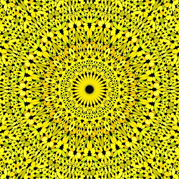 Yellow petal mosaic mandala pattern wallpaper - symmetrical vector background graphic — Stock Vector