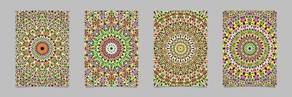 Brosjyrebakgrunnssett med fargerike, abstrakte blomsterdekorerte mandala-mønstre – stockvektor