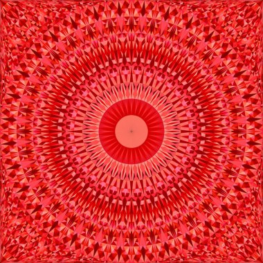 Kırmızı dikişsiz soyut üçgen mozaik kaleydoskop mandala duvar kağıdı deseni - vektör arka plan illüstrasyon