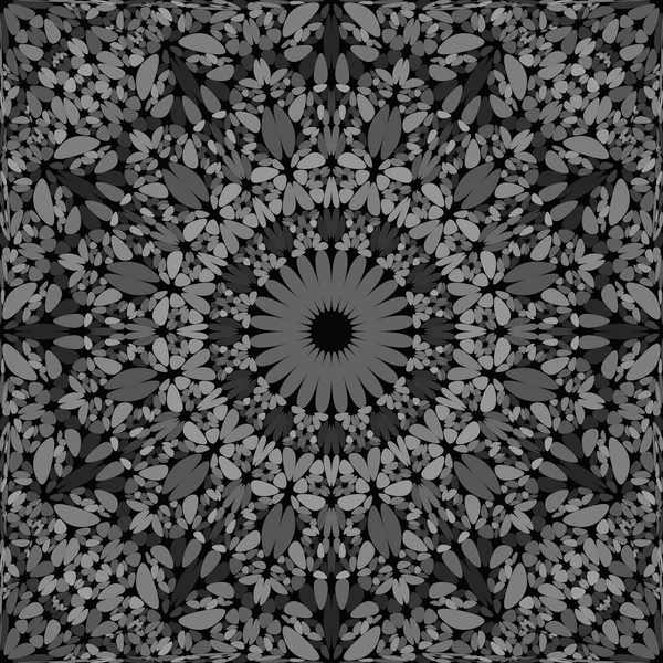 Gris sin costuras pétalo abstracto mosaico mandala patrón fondo de pantalla - vector oriental gráfico — Vector de stock