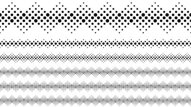 Black and white abstract geometrical dotted pattern page separator set clipart