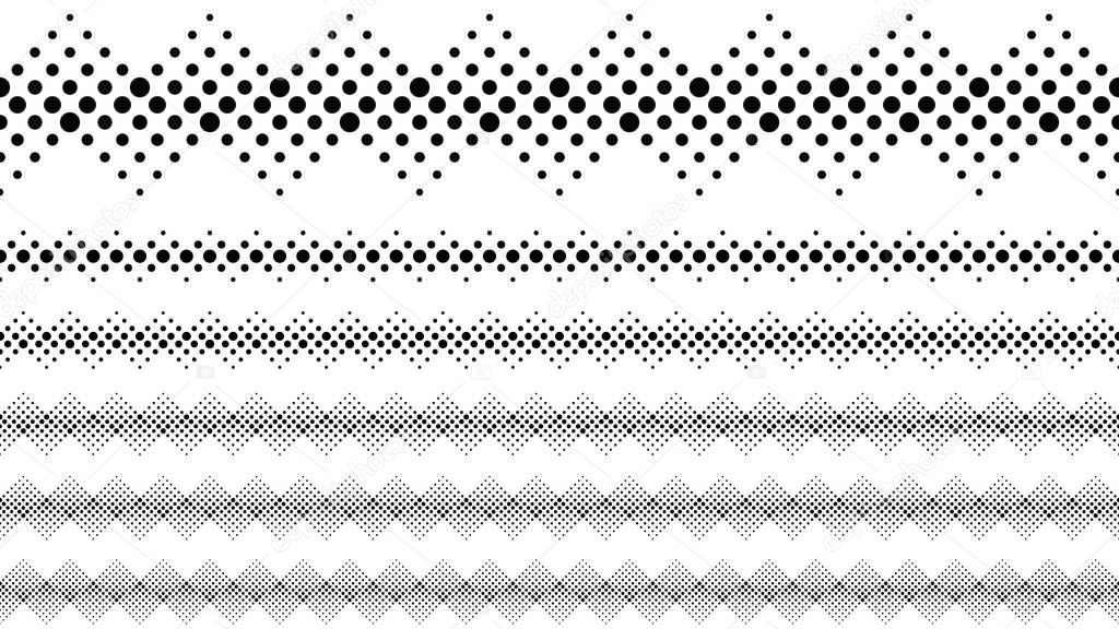 Black and white abstract geometrical dotted pattern page separator set