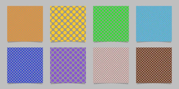 Conjunto de plantillas de patrón de fondo de lunares sin costuras abstractas de color - gráficos vectoriales cuadrados de círculos de colores — Archivo Imágenes Vectoriales