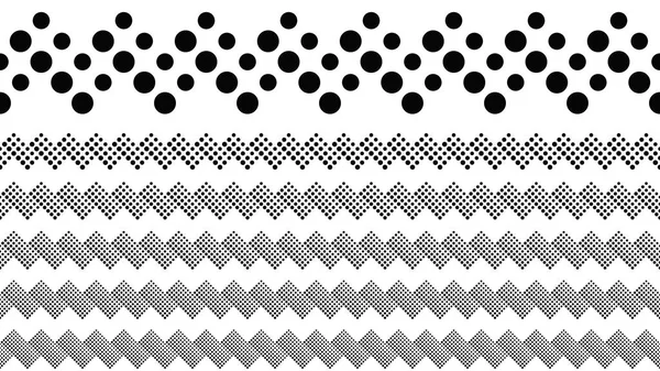 幾何学的な黒と白の点線パターンページ分割線セット — ストックベクタ