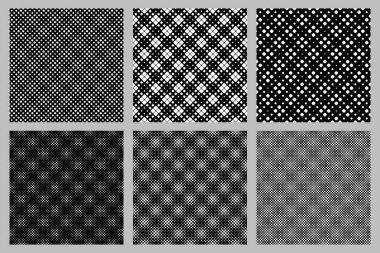 Dikişsiz yuvarlak kare desen arka plan seti - soyut vektör tasarımları