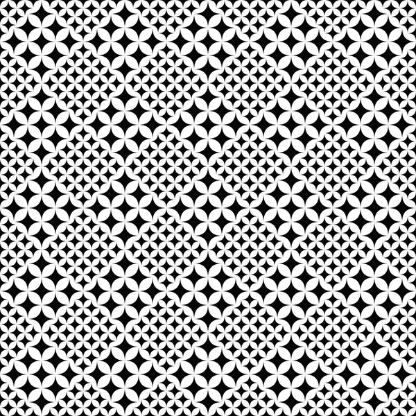 Zwart-wit geometrische abstracte gebogen ster patroon achtergrond — Stockvector