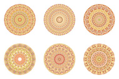 Geometrik soyut dairesel çiçek süsmandala seti