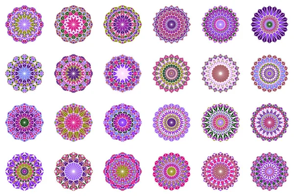 Ornate round abstract polygonal mosaic mandala logo set — Stock Vector