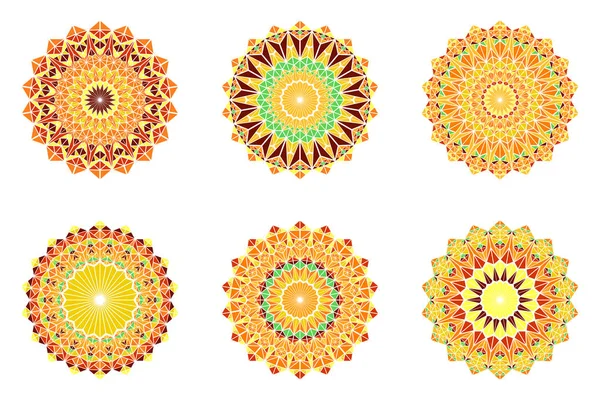 Цветные декоративные абстрактные геометрические многоугольные мандала логотип набор — стоковый вектор