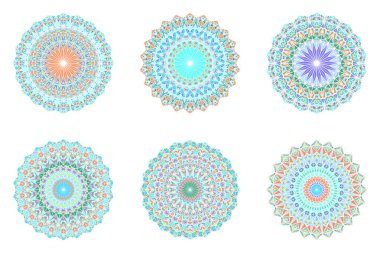 Soyut geometrik süslü üçgen kiremit desen mandala seti