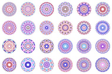 Soyut geometrik yuvarlak çakıl mandala sembol seti