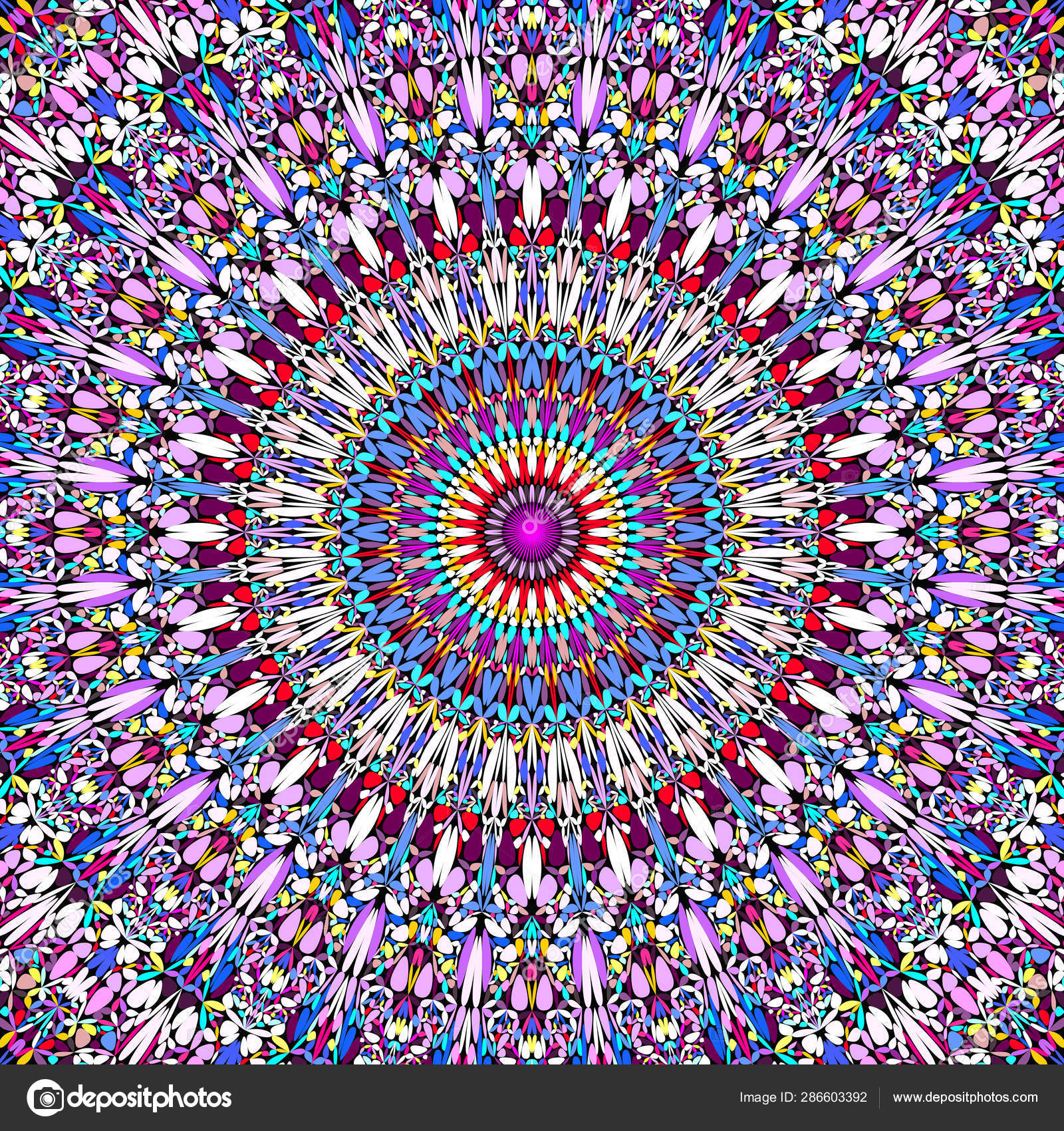 抽象的な花のマンダラの背景 円形ベクトルジオメトリ 無料のストックベクター C Davidzydd