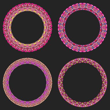 4 çakıl mozaik yuvarlak kenarlık seti-tasarım elemanları