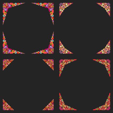 Kavisli taş mozaik sayfa köşe tasarım seti