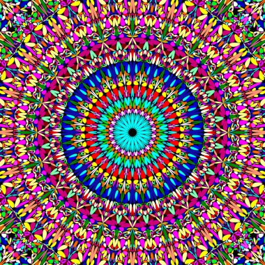 Çok renkli çiçek mandala arka plan - çiçek vektör grafik tasarım