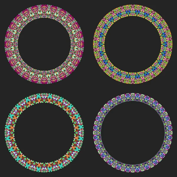 Set mit 4 Kiesmosaiken runde Grenzen - Gestaltungselemente — Stockvektor