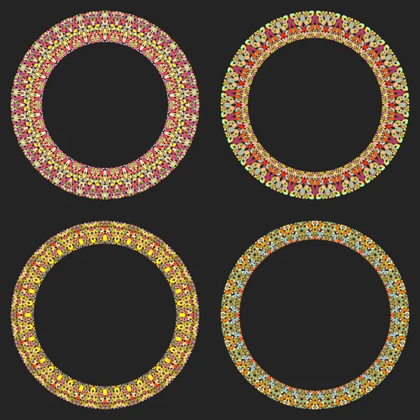 Set of 4 gravel mosaic round borders - design elements — Stock Vector