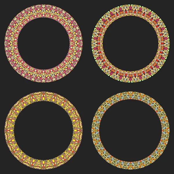 Ensemble de 4 bordures rondes en mosaïque de gravier - éléments de conception — Image vectorielle