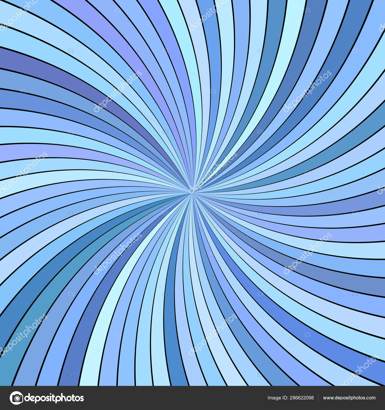 湾曲した縞模様の光線が付いている青い催眠抽象渦巻き背景 無料のストックベクター C Davidzydd