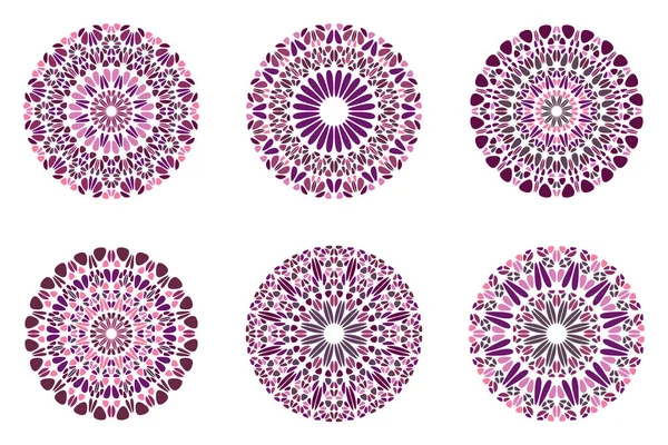Круглый красочный декоративный цветочный набор символов мандала — стоковый вектор
