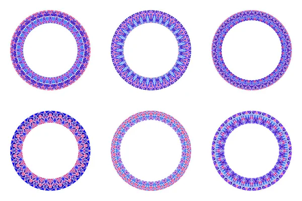 Geometrical mosaic border set - round circular vector elements — Stock Vector
