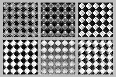 Dikişsiz diyagonal kare desen arka plan tasarım seti