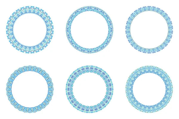 꽃 원형 화환 세트 - 추상 라운드 벡터 디자인 요소 — 스톡 벡터