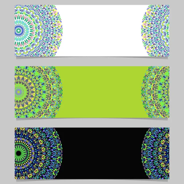 Geometrical horizontal colorful floral mandala banner background set — Stock Vector