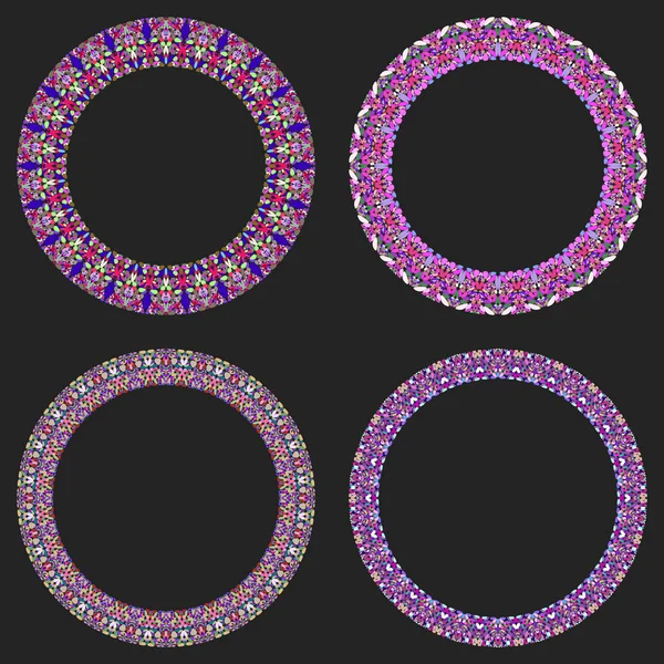 Комплект из 4 круглых рамок гравийной мозаики - дизайн венков — стоковый вектор