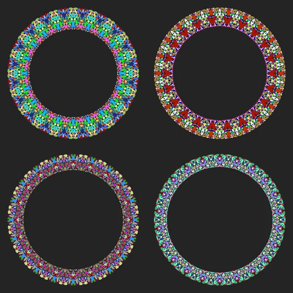 Set of 4 gravel mosaic round borders - design elements — Stock Vector