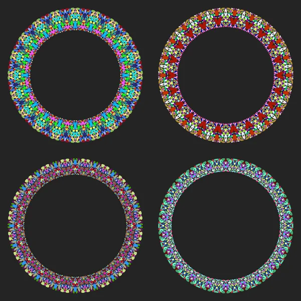 4砂利モザイク丸い境界線のセット - デザイン要素 — ストックベクタ